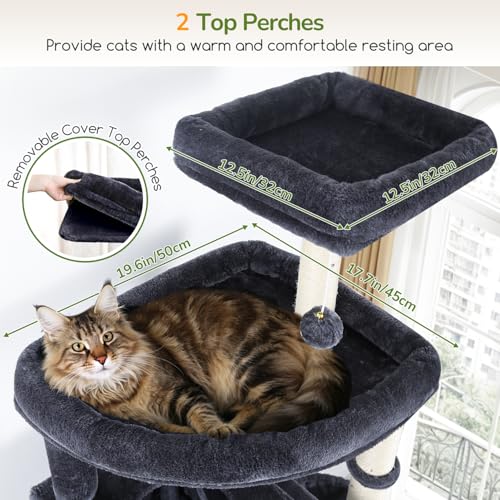 Globlazer Cactus Extra Tall Cat Tree for Large Cats, Heavy Duty Tower, F83C - color: Dark Grey