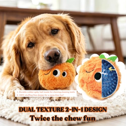 Squeaky Plush Ball Dog Toys for Small Medium Dogs, 3'' Soft Fuzz Ball - color: Orange Dog