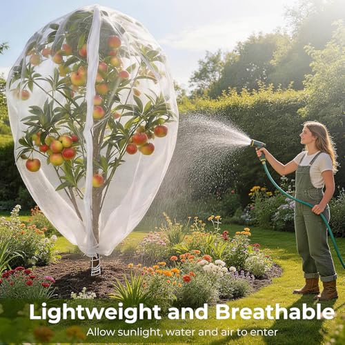 Fruit Tree Netting Cover with Zipper & Drawstring, 2 Packs 10ft x 10ft Insect Bird Barrier Netting for Garden Protection, Ultra Fine Mesh Garden Netting Pest Barrier, Extra Large - size: 10 x 10 ft(2 Packs)