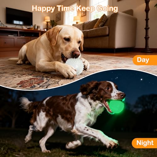 petizer 2.5 Inch 6 Pack Glowing Squeaky Ball for Dogs - Durable Rubber Spiky Balls for Small Dog, Bouncy Glow in the Dark Balls Indoors & Outdoors, Puppy Teething Chew & Training Toys - size: 2.5''-6pack