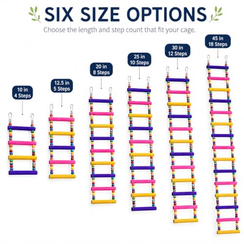 Flexible Wooden Bird Ladder Bridge for Cages, 10 in, 4 Steps - color: 10Inch- 4 Ladders