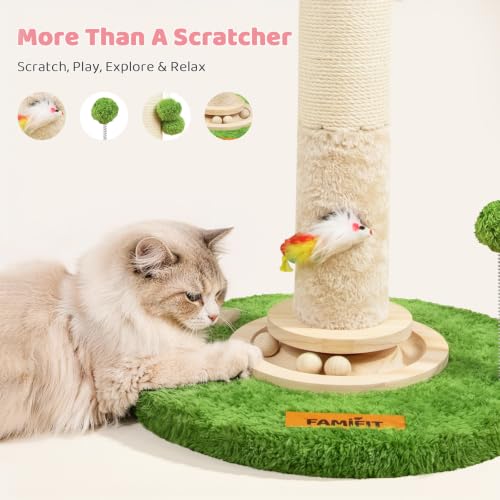 【Material Upgrade】 Famifit 50.4" Flower Cat Scratching Post, Tall Cat Tree - color: White