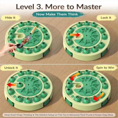 KADTC Large 3-Level Dog Puzzle Toy, Mental Stimulation Games for Smart Dogs - color: Green