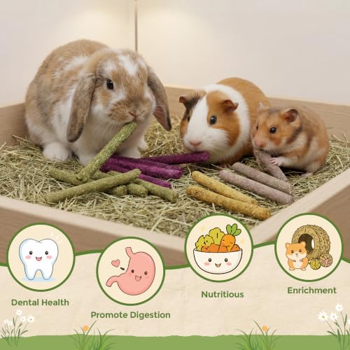 24pcs Rabbit Treats Chew Sticks Guinea Pig Toys Natural Timothy Grass Molar Teeth Sticks Bunny Hamster Chinchilla Small Animals - size: 24pcs treats