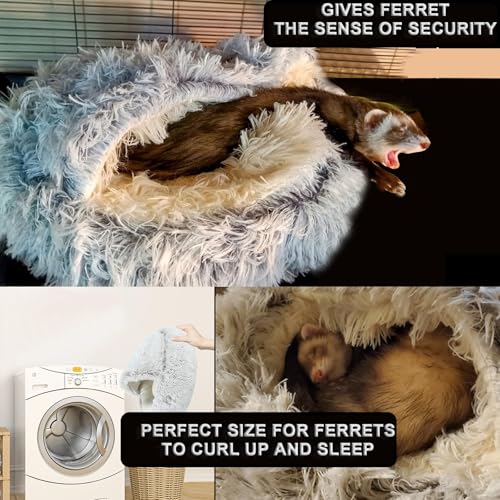 Ferret Bed Cave Bed and Hideout，Ferret Hideaway Bed Accessories for Cage(Brown) - color: Coffe