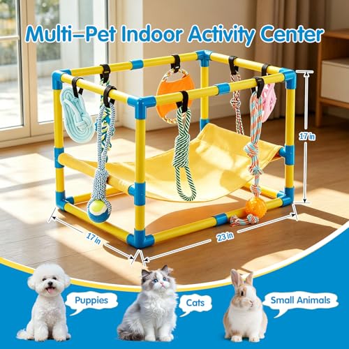 Keaber Puppy Play Gym with 8 Toys, Jungle Gym with Hammock 23x17x17in