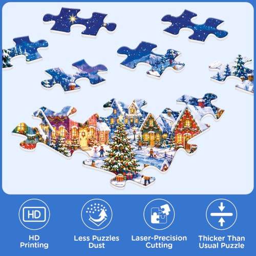 500 Piece Puzzles for Adults, Snow Mountain Ski Village Jigsaw Puzzle - color: Skiing in Town