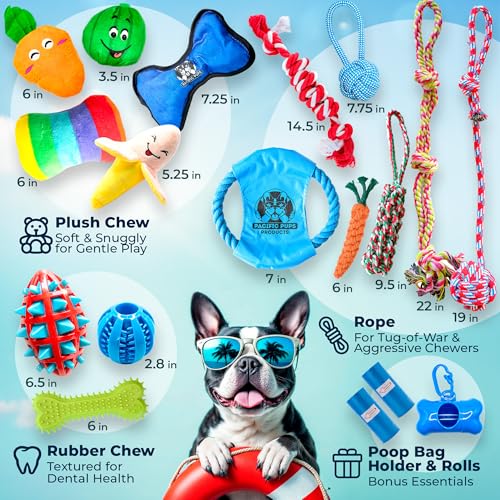 Pacific Pups Products Dog Chew Toys, Dog Toys Bulk, 18 Pack, Small/Medium - size: 18 Count, style: 18 Pack - Classic