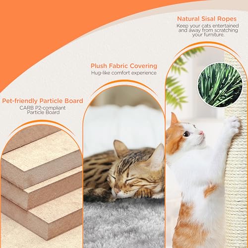 Yaheetech 57in Multilevel Cat Tree for Small Cats with Scratching Post - color: Light Gray