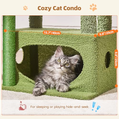 Taoqimiao Cactus, Cat Tree, 38.5In Cat Tower for Indoor Cats, for Kittens - color: Cactus, size: 38.5 Inches