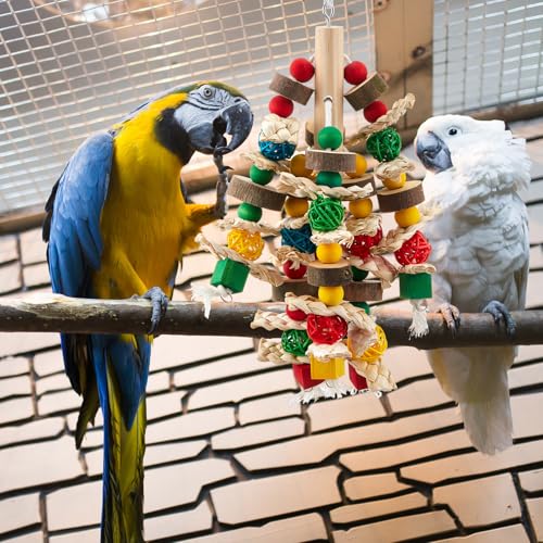 Seenelling 3 Pcs Extra Large Bird Toys for Parrots, Ring and Ball - style: Ring and Ball