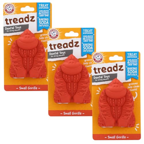 Arm & Hammer Super Treadz Mini Gorilla Dental Chew Toy, Small, 3.5 in, 3-Pk - size: Small (Pack of 3), style: Gorilla