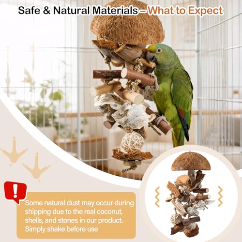 18" Natural Bird Toy for Medium & Large Parrots,Multi-Texture Chew & Forage