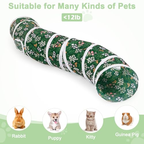 Glittme S-Shape Cat Tunnel, Foldable Cat Tunnels for Indoor Cats - color: Green Flowers