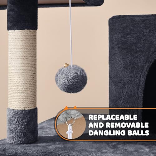 Yaheetech 59in Cat Tree Large Cat Tower with Scratching Posts, Pet Play House Climber Activity Center with Condo and Anti-Dump Device for Kittens/Cats, Dark Gray - color: Dark Gray