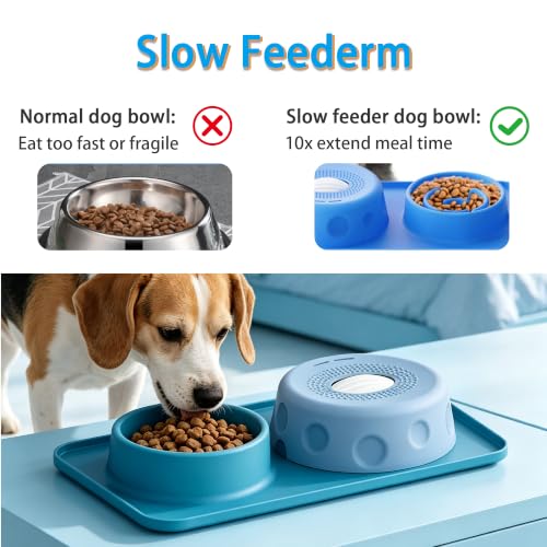 Slow Feeder Dog Bowls & Lick Bowl with Rolling Ball, Interactive Dog Bowl - color: Black