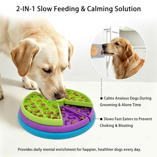 Slow Feeder Dog Bowl 3-Level Interactive Puzzle Feeder - color: Grey
