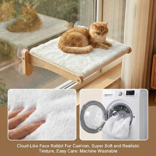 Cat Window Perch with Bird Feeder,Suction Cup Window Cat Bed for Large Cats