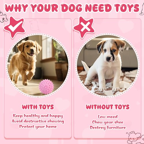 9pcs Pink Puppy Toys for Teething Treat Interactive to Keep Them Busy - color: Multicolor