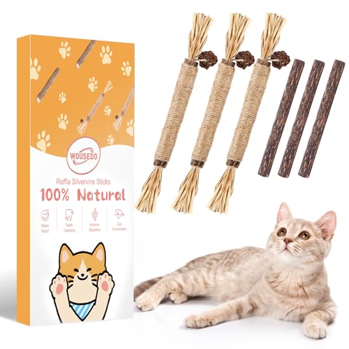 WOUSEDO 6 Pack Silvervine Sticks for Cat, Natural Catnip Toys - size: 6 Pack