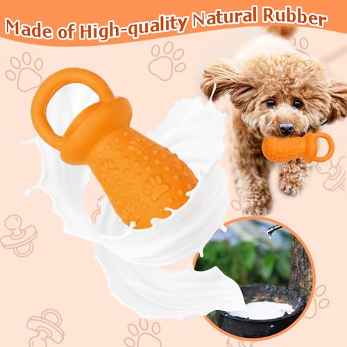 Latex Chew Dog Toys, Novelty Squeaky Pacifier Dog Toys, 5.2" Durable Pacifier Dog Chew Toys for Small and Medium Dogs(Orange,1 Pcs) - color: Orange