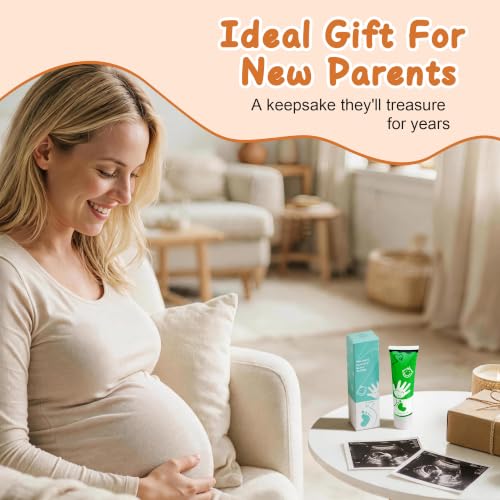 Baby Hand and Footprint Paint with Sponge Head, 2.54 fl oz, Non-Toxic & Acid-Free, Washable Baby Safe Paint for Newborn Keepsakes, Dog Nose & Paw Prints, Ideal New Mom Gift - Green - color: Green