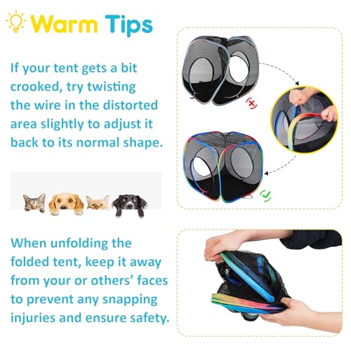 Outdoor Cat Enclosure 4-in-1 Portable Tunnels with Tent Cube Pop up Catio - size: Rainbow Black 4-in-1
