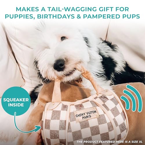 Haute Diggity Dog Chewy Vuiton Handbag Plush Dog Toy, Designer Parody Toy - color: Brown Handbag, size: X-Large