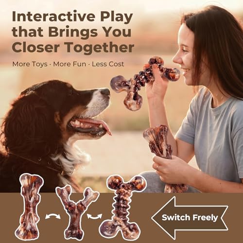 Kseroo 6-Pack Bacon Flavored Dog Chew Toys for Aggressive Chewers, Brown-XL - color: 6PC-Bacon-Brown