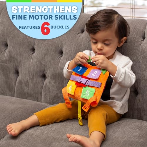 Buckle Toys, Bizzy Square, Learning Activity, Easy Travel Toy for Toddlers