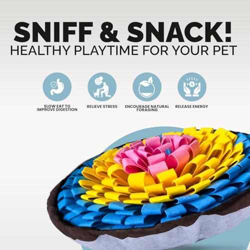 PET ARENA Adjustable Snuffle Mat Dog Puzzle Toy for Slow Feeding - color: Pink Yellow Blue