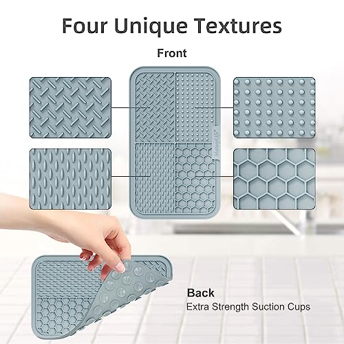 MateeyLife Lick Mat for Dogs & Cats, Slow Feeder Licking Pads for Boredom - color: Gray&Beige, size: 9.9'' × 6''