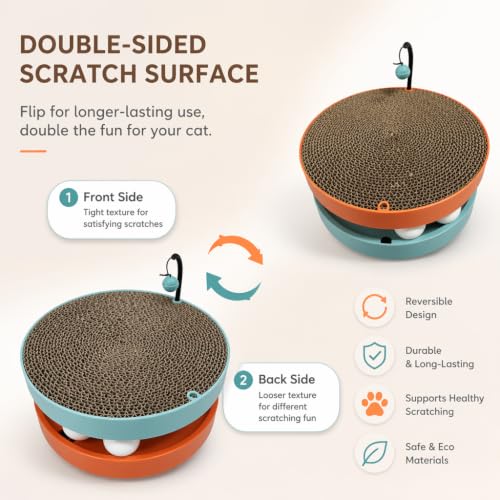 Interactive Cat Ball Track Toy Cat Scratcher (Orange) - color: Orange