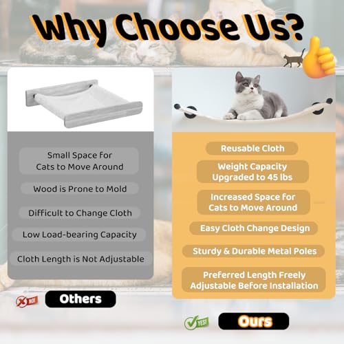 Cat Hammock Wall Mounted, Wall Mounted Cat Shelves, 35.43 x 12.99 in - color: Canvas Long
