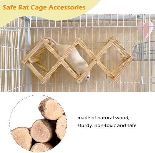 Kiln-Dried Wood Rat Climb Toy, Hanging Cage Ladder Activity (S, 1pc) - style: S, 1pc