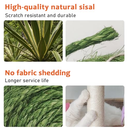 1/4in 32FT Natural Sisal Rope for Cat Tree, Cat Scratch Rope Replacement - color: White, size: 32FT