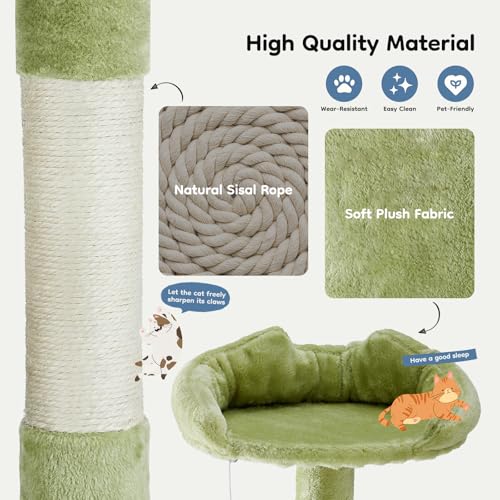 DUMOS 54-inch Cat Tree Tower with Scratching Posts, Indoor Use - color: Green, size: 54 Inch