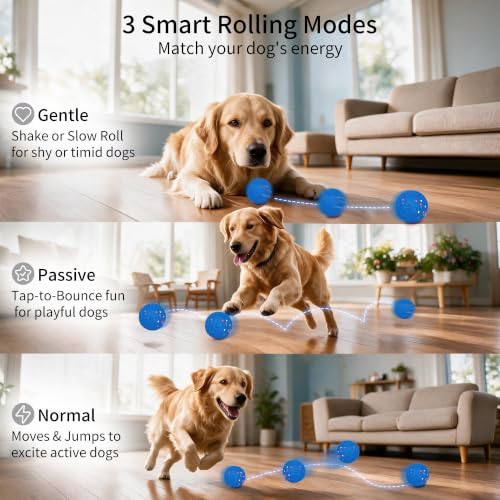 Interactive Vibrating Dog Ball Toy with Squeaky Wings for Medium Large Dogs - color: Blue