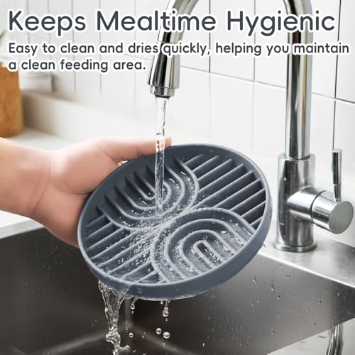 Slow Feeder Dog Bowls, Silicone Slow Feeder for Dogs & Puppies, Dog Puzzle Bowl with Suction Cup for Anxiety Relief, Slow Eating, Dishwasher Fit, for All Breed, Grey - color: MIST