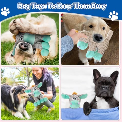 loncoldy Dog Toys, Interactive Dog Squeaky Toys, Tough Crinkle Stuffed Animal Chew Toy for Medium, Small, Puppy Breeds, Plush Toy to Keep Them Busy, Pet Toys for Dogs - color: lake blue