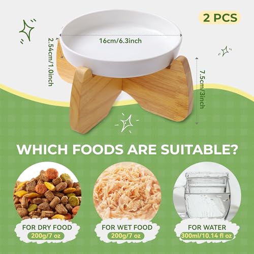 Raised Ceramic Cat Bowl 6.3" Wide Shallow Flat Bottom (2 Pack) - color: Raised Flat Bowl (2 Pack)