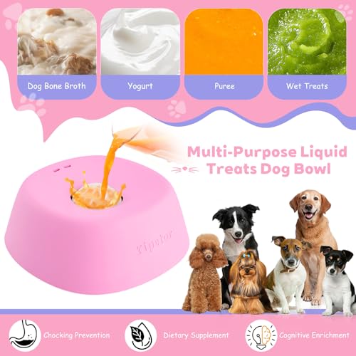 Yipetor Dog Lick Bowl, Rolled Ball-in Slow Feeder Enrichment Puzzle Toys - color: pink