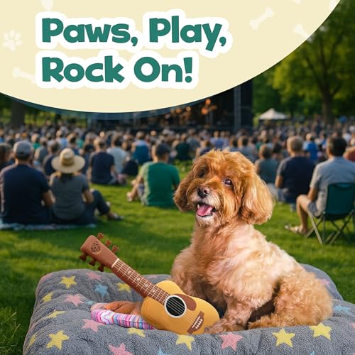 PUPROAR Guitar Dog Toy, Funny Plush Squeaky Puppy Gift, A Birthday Dog Toy & Unique Present for Small, Medium & Large Breeds