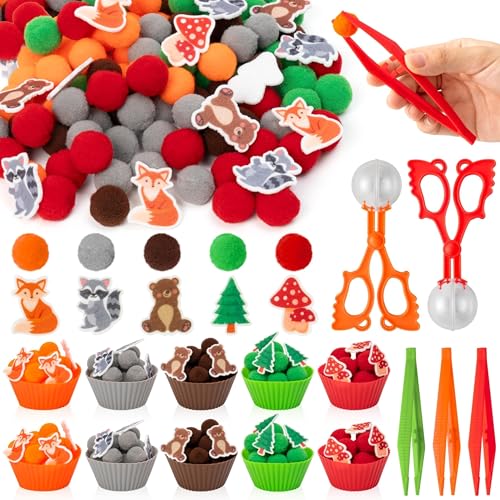 EZdhuawuse Woodland Animals Sensory Bin Fillers, 266Pcs Fall Gifts for Kids - style: Woodland Animals
