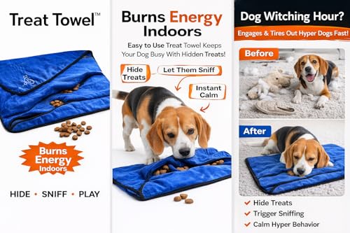 Treat Towel for Dogs – Snuffle Towel for Mental Stimulation & Enrichment, Interactive Lick Mat Alternative, Washable Microfiber, Boredom Buster Nose Work Toy for All Breeds – Blue - color: BlueStd