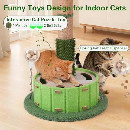Plam Tree Cat Scratching Post 40" Tall with Cat Toys for Indoor Large Cats