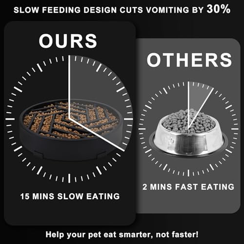 TOBYTO Slow Feeder Dog Bowls Large Medium Breed,Anti-Choking Slow Eating Dog Food Bowl,Non Slip Pet Slower Food Feeding Bowls Large Puzzle Slow Feeder Bloat Stop Maze Dog Dishes,Black - color: Black