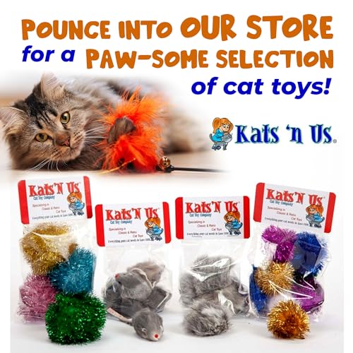 Kats'N Us 18 Inch Feather Wand with Mylar Crinkle Teaser Cat Toy (1, Blue) - color: Blue