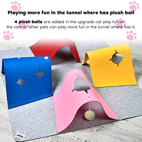 4-Way Cat Tunnels for Indoor Cats, Interactive Toys with Plush Ball - color: Multi-Color with Plush Ball