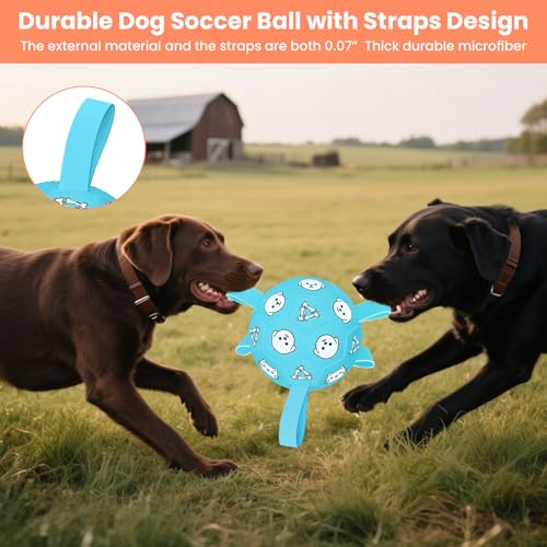 8 Inch Dog Soccer Ball with Straps, Jolly Ball for Medium Dogs - color: Pale Blue, size: Large-8 Inch